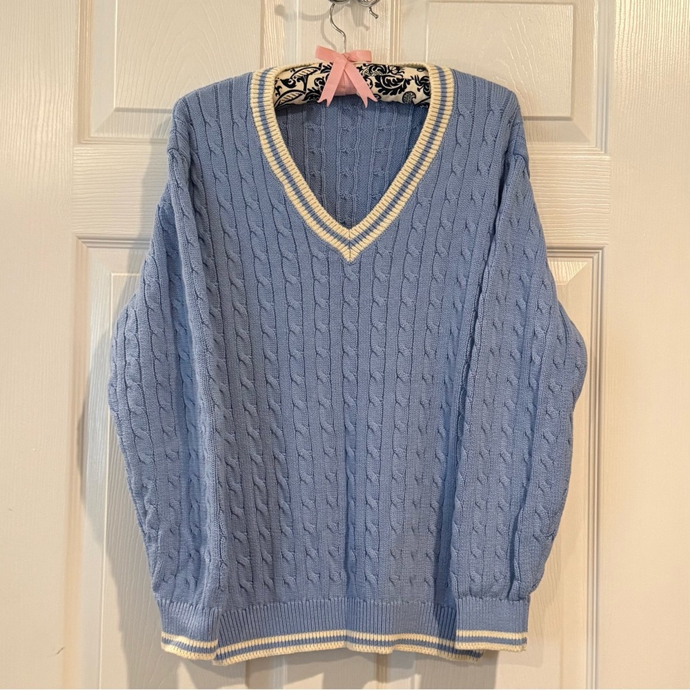 Brandy Melville Blue V-Neck Sweater